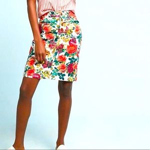 Maeve By Anthropologie Floral Garden Jean Woman’s Midi Skirt Size 6